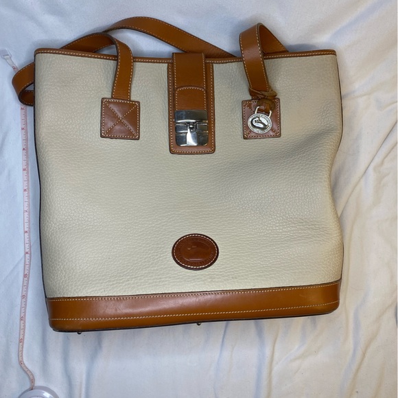 Dooney & Bourke All Weather Leather Cream and Beige Tote - Picture 3 of 13